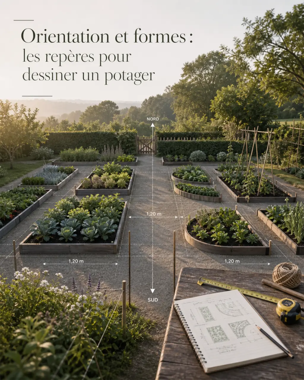 1,20 m, orientation et formes : les repères pour dessiner un potager