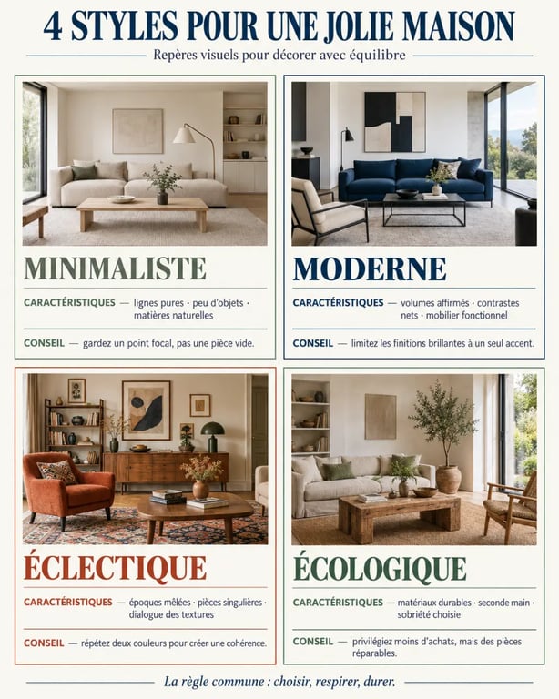 Jolie maison décoration : comparaison des styles minimaliste, moderne, éclectique et écologique