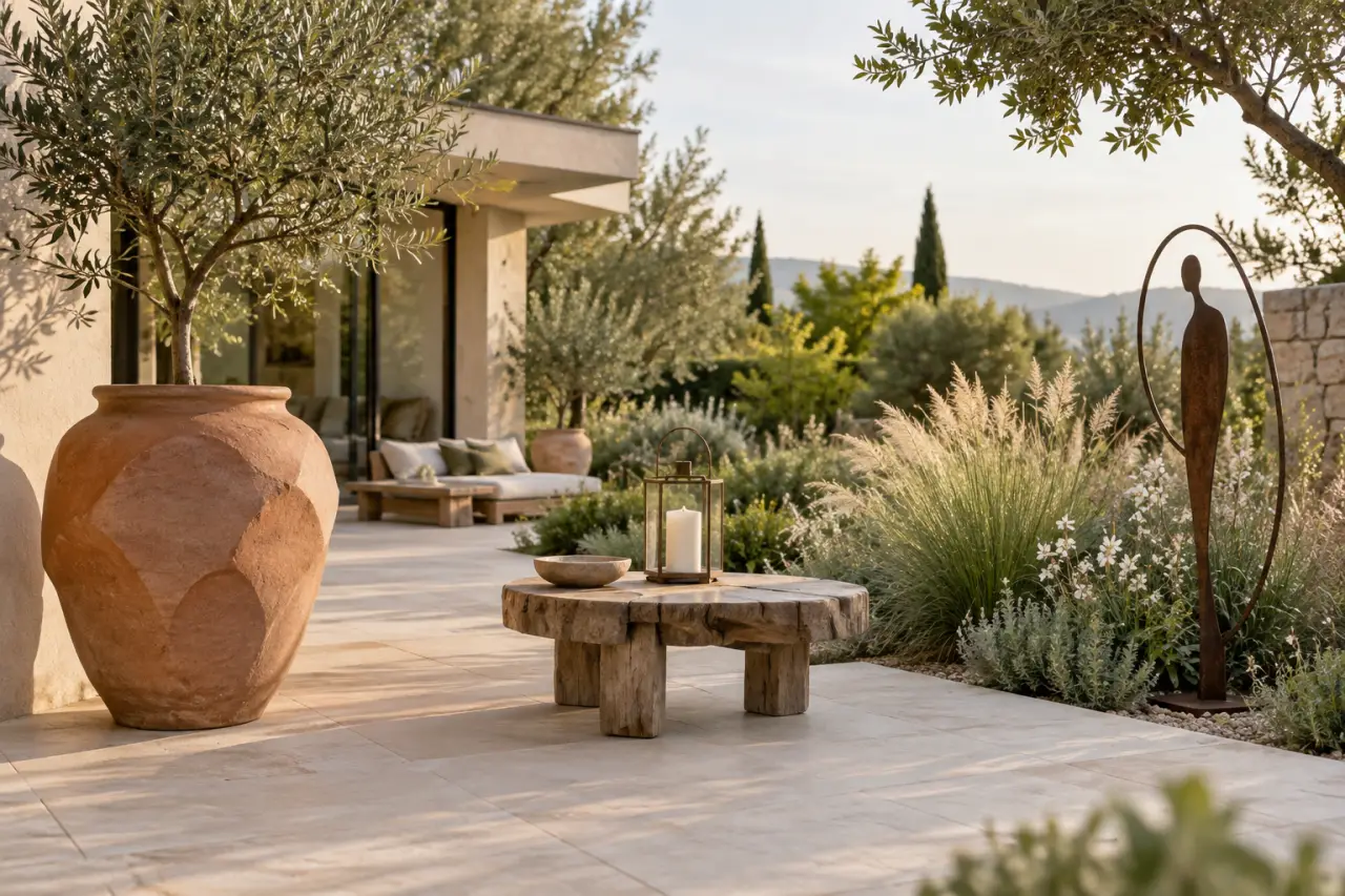 Une décoration de jardin originale se construit avec peu d'objets, bien placés
