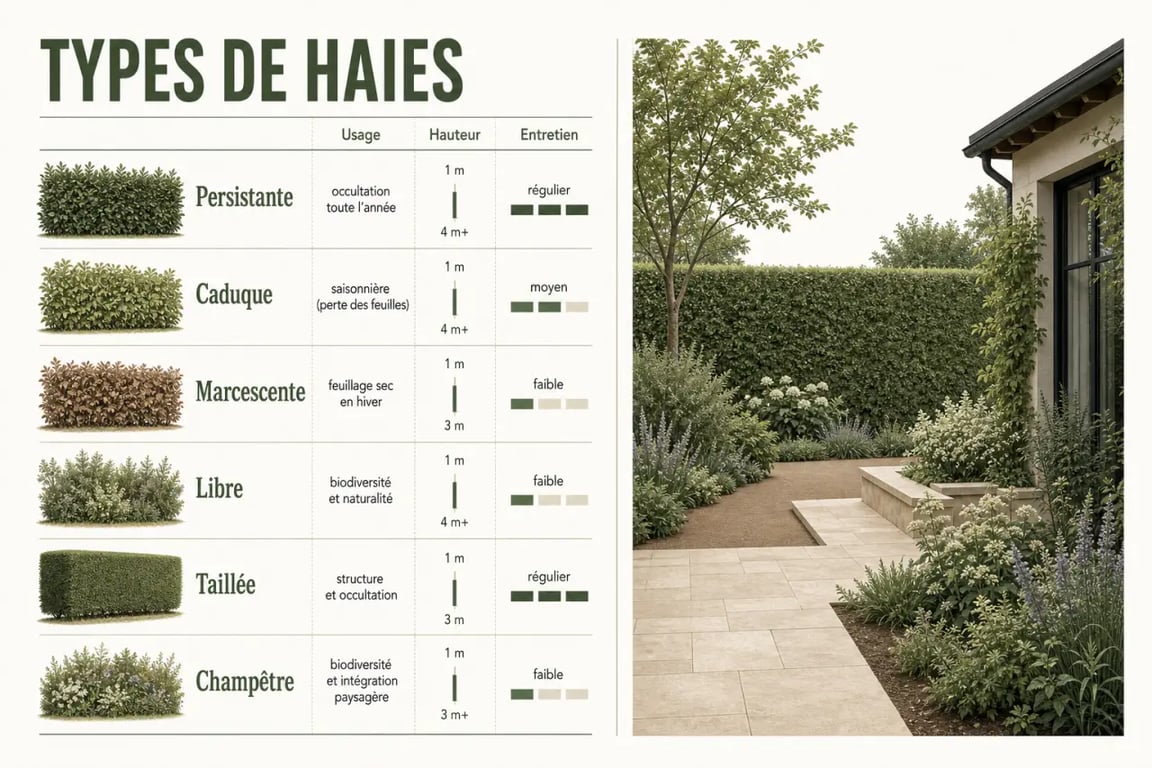 Comparatif des types de haie de jardin et usages au jardin