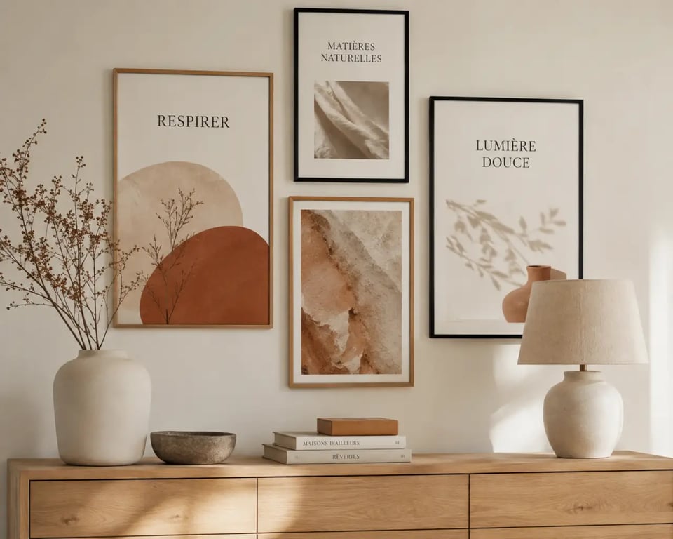 Idées déco murs chambre avec mur de cadres et objets décoratifs personnalisés